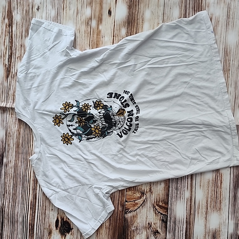 Volcom White Skull Floral Tee
